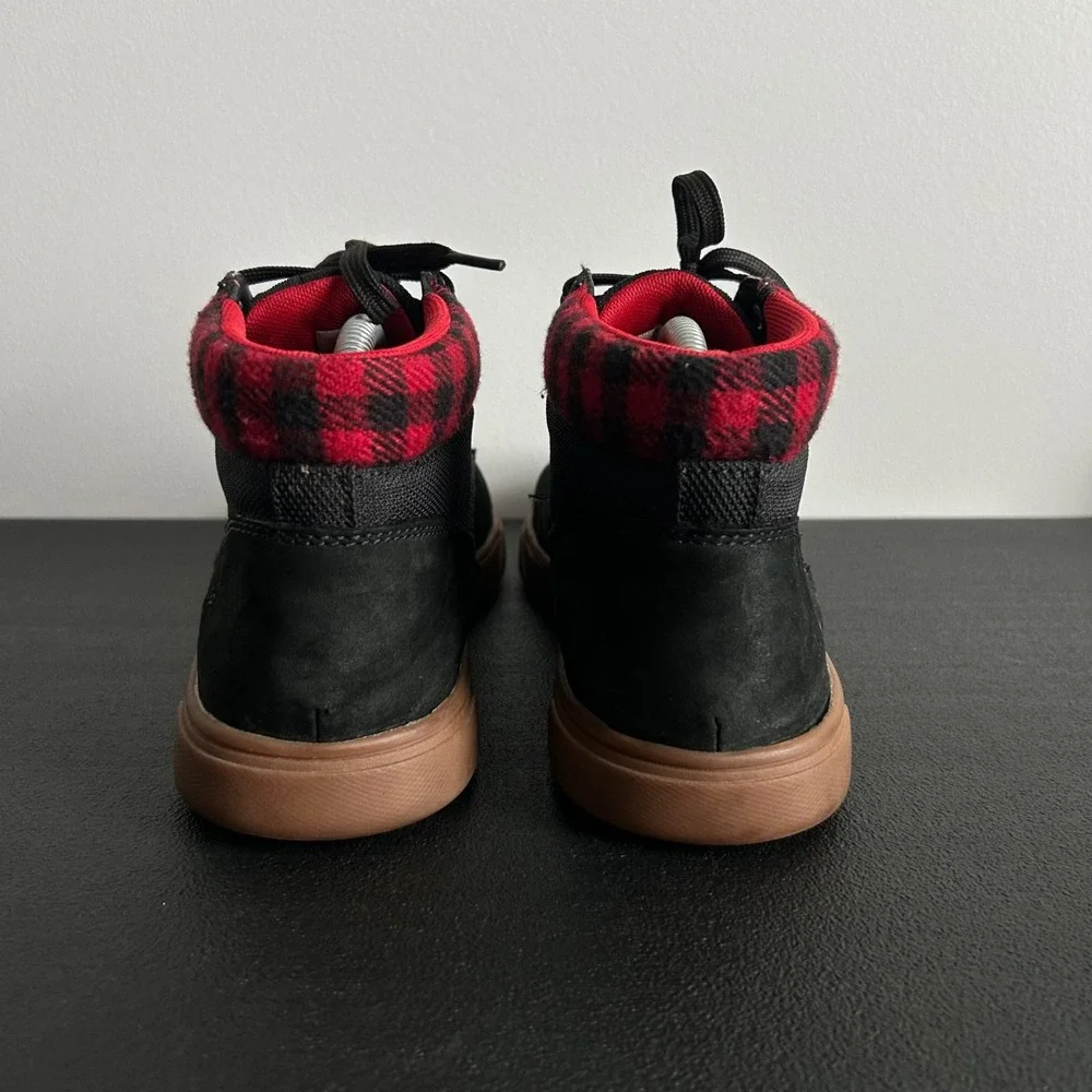 Timberland Davis Square Mid Sneakers Mens 9 Black Nubuck Red Plaid Boots A27Y7